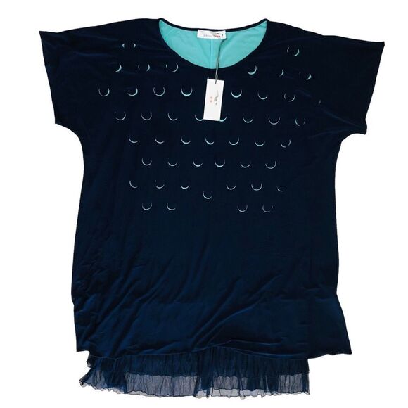 NEW La Mouette Plus Dress Blue Teal Laser Cut-Outs Tulle Layers 56(US: 30W) - Picture 2 of 16